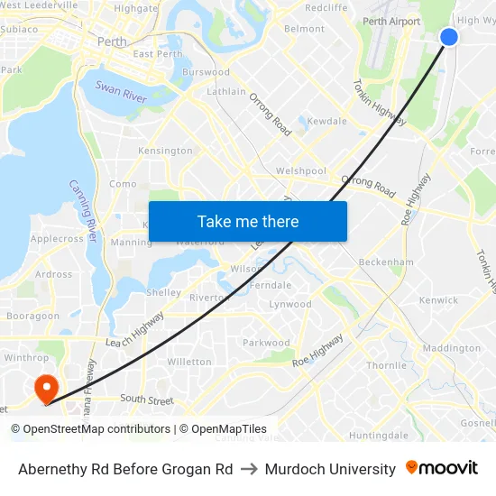 Abernethy Rd Before Grogan Rd to Murdoch University map