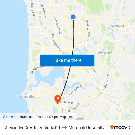 Alexander Dr After Victoria Rd to Murdoch University map