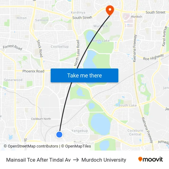 Mainsail Tce After Tindal Av to Murdoch University map