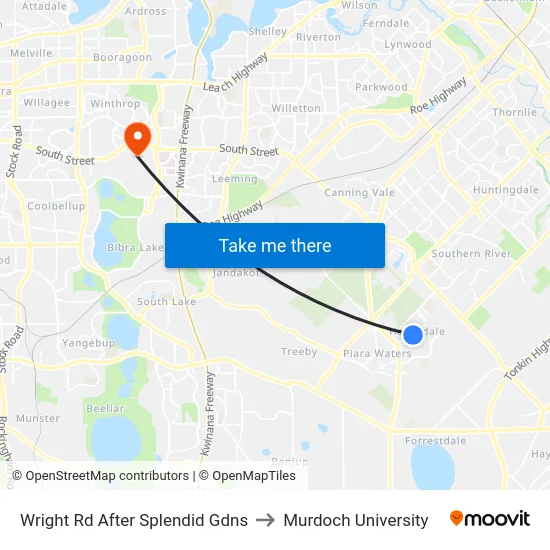 Wright Rd After Splendid Gdns to Murdoch University map