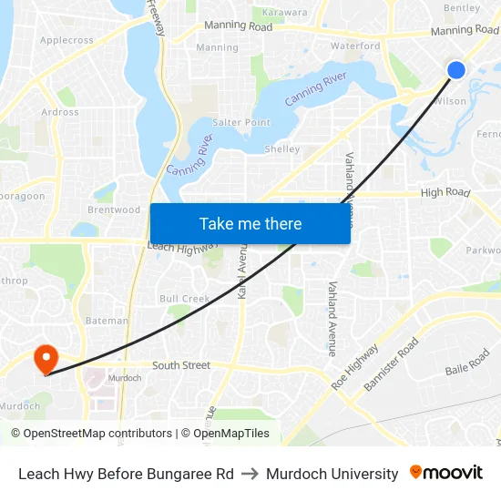 Leach Hwy Before Bungaree Rd to Murdoch University map