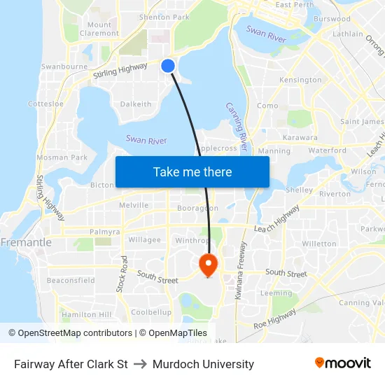 Fairway   After Clark St to Murdoch University map
