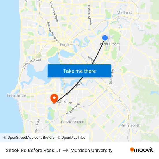 Snook Rd Before Ross Dr to Murdoch University map