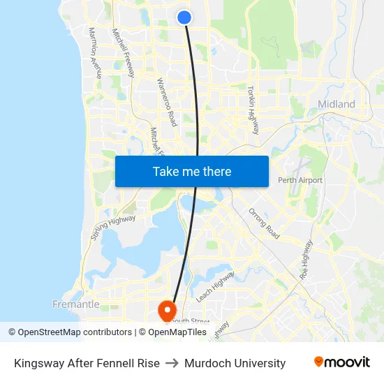 Kingsway   After Fennell Rise to Murdoch University map