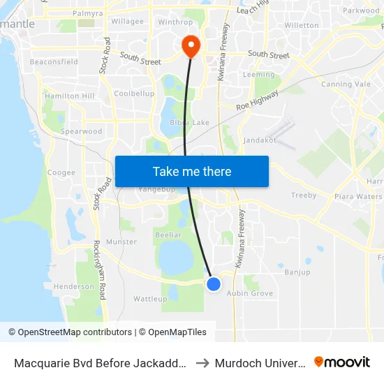 Macquarie Bvd Before Jackadder Av to Murdoch University map