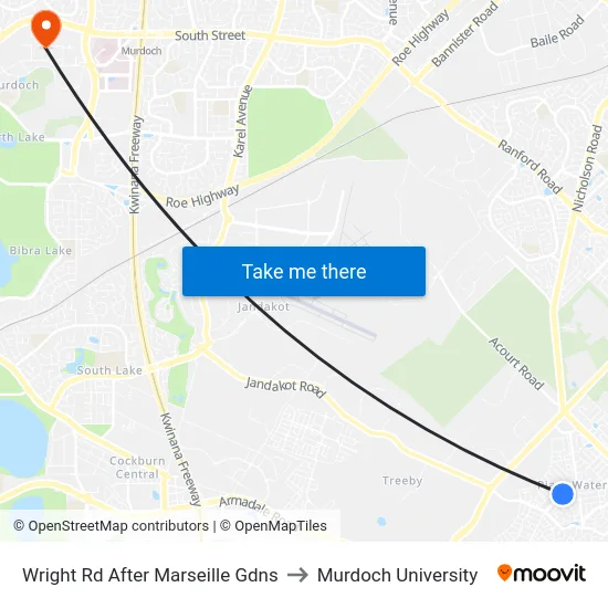 Wright Rd After Marseille Gdns to Murdoch University map