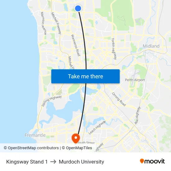 Kingsway   Stand 1 to Murdoch University map
