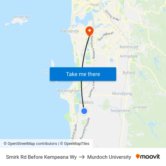 Smirk Rd Before Kempeana Wy to Murdoch University map