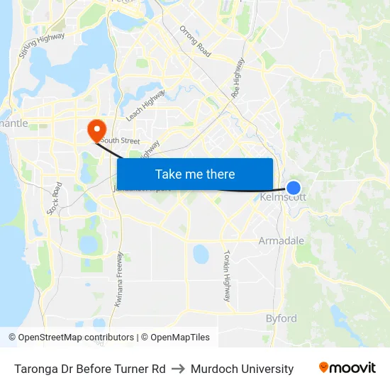 Taronga Dr Before Turner Rd to Murdoch University map
