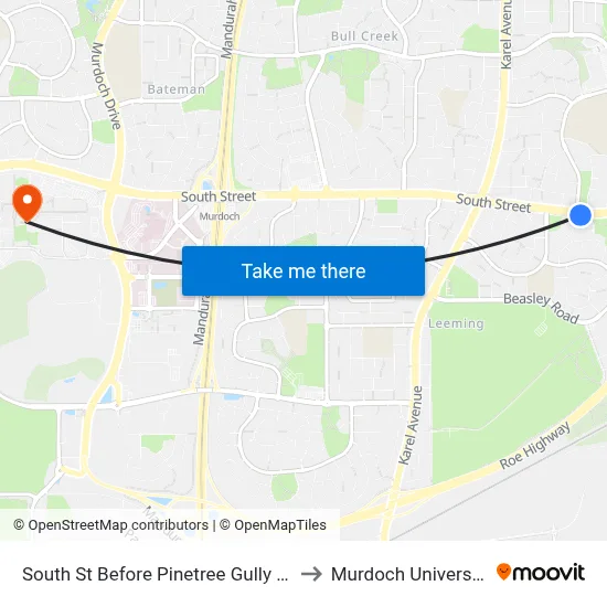 South St Before Pinetree Gully Rd to Murdoch University map