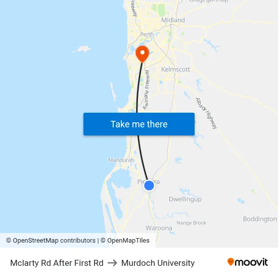 Mclarty Rd After First Rd to Murdoch University map