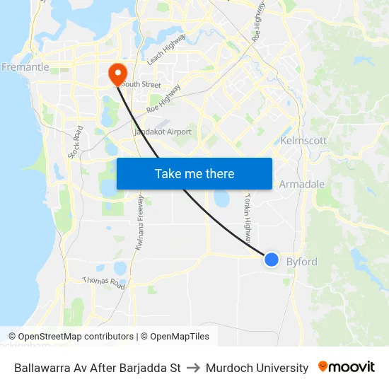 Ballawarra Av After Barjadda St to Murdoch University map