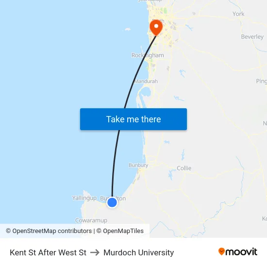 Kent St After West St to Murdoch University map