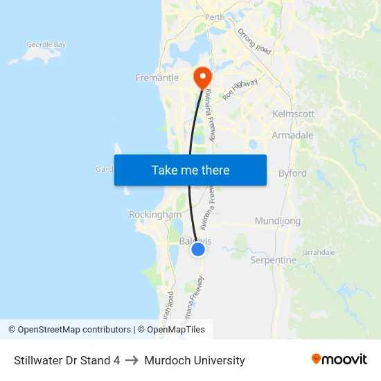 Stillwater Dr Stand 4 to Murdoch University map