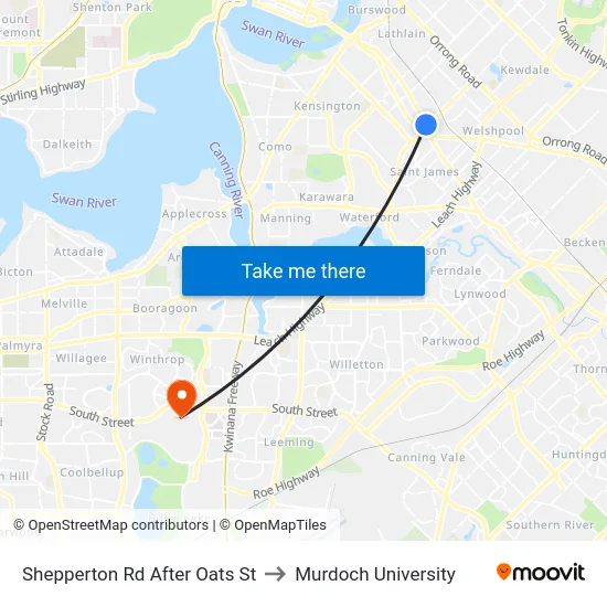 Shepperton Rd After Oats St to Murdoch University map