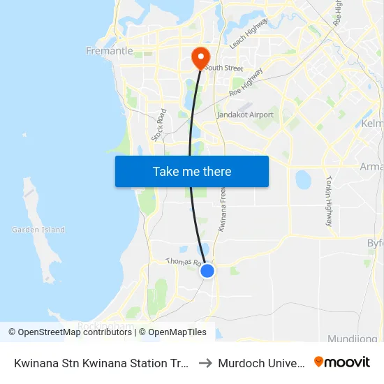 Kwinana Stn Kwinana Station Transwa to Murdoch University map