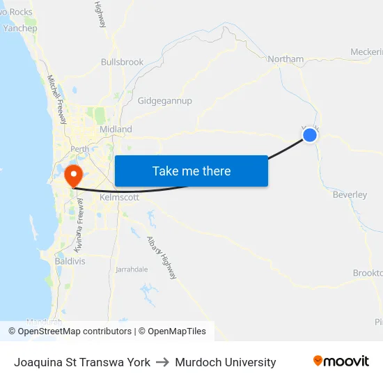 Joaquina St Transwa York to Murdoch University map