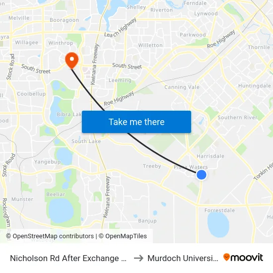 Nicholson Rd After Exchange Av to Murdoch University map