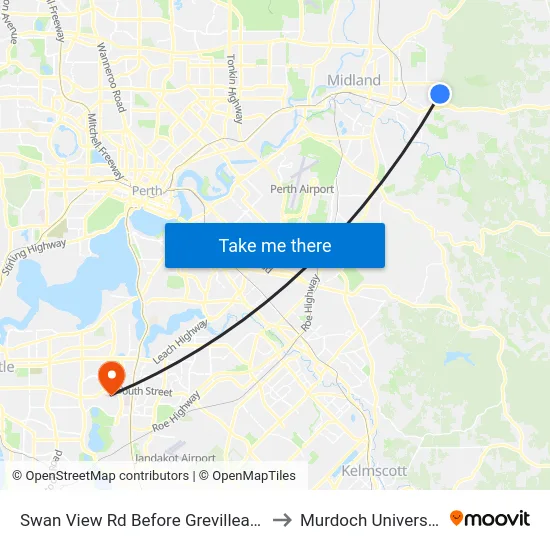 Swan View Rd Before Grevillea Cr to Murdoch University map