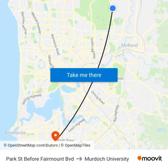 Park St Before Fairmount Bvd to Murdoch University map