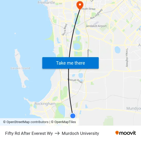 Fifty Rd After Everest Wy to Murdoch University map