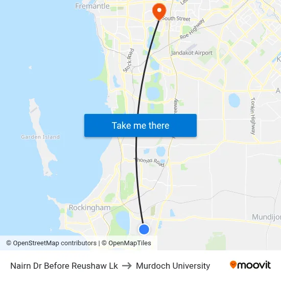 Nairn Dr Before Reushaw Lk to Murdoch University map
