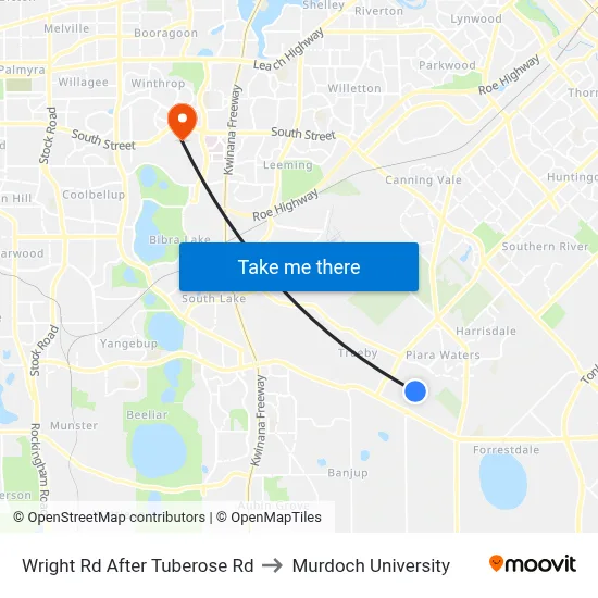 Wright Rd After Tuberose Rd to Murdoch University map
