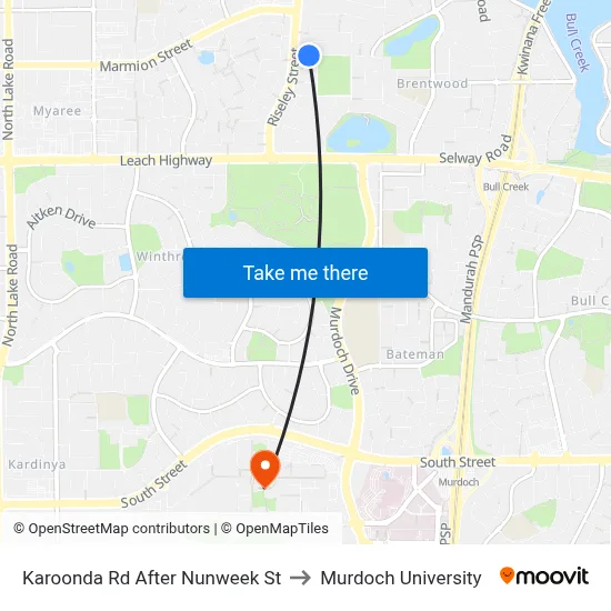 Karoonda Rd After Nunweek St to Murdoch University map