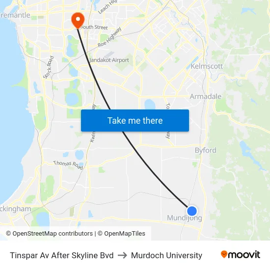 Tinspar Av After Skyline Bvd to Murdoch University map