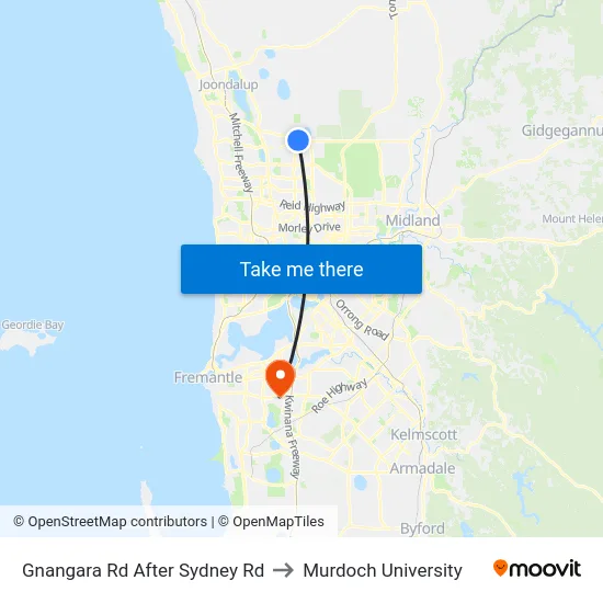 Gnangara Rd After Sydney Rd to Murdoch University map