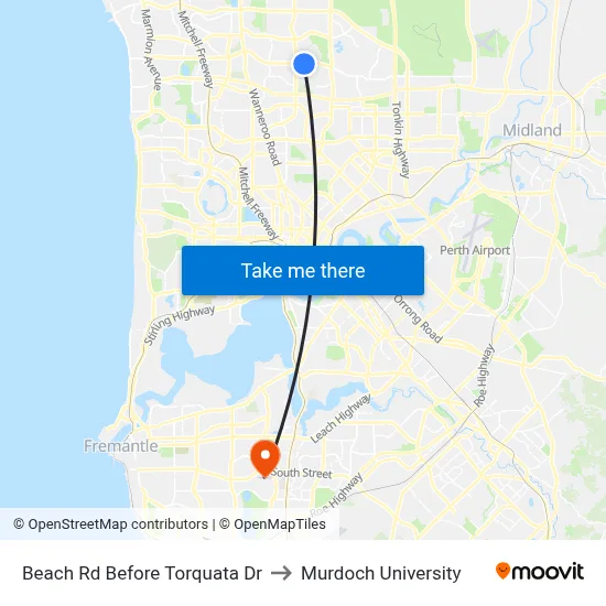 Beach Rd Before Torquata Dr to Murdoch University map