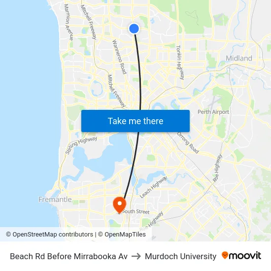 Beach Rd Before Mirrabooka Av to Murdoch University map