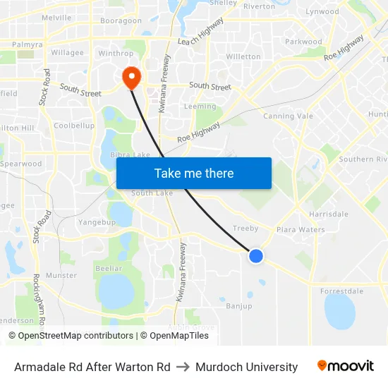 Armadale Rd After Warton Rd to Murdoch University map