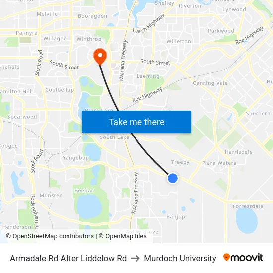 Armadale Rd After Liddelow Rd to Murdoch University map