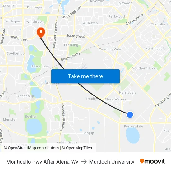 Monticello Pwy After Aleria Wy to Murdoch University map