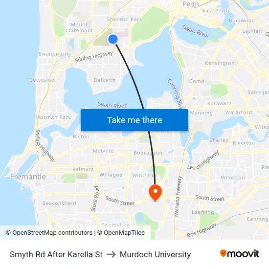 Smyth Rd After Karella St to Murdoch University map