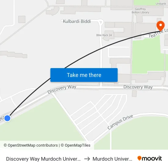 Discovery Way Murdoch University to Murdoch University map