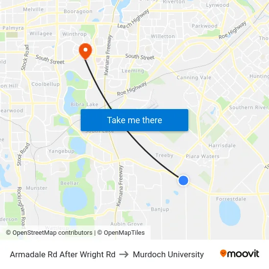 Armadale Rd After Wright Rd to Murdoch University map