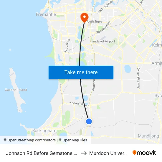 Johnson Rd Before Gemstone Pde to Murdoch University map