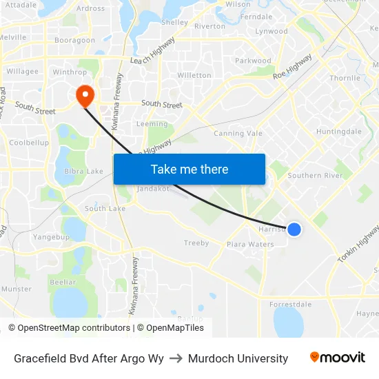 Gracefield Bvd After Argo Wy to Murdoch University map