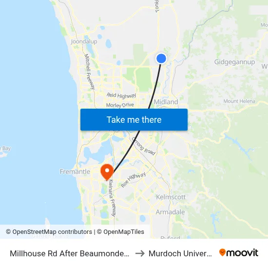 Millhouse Rd After Beaumonde Gra to Murdoch University map