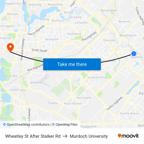 Wheatley St After Stalker Rd to Murdoch University map