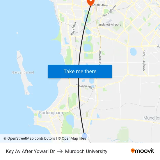 Key Av After Yowari Dr to Murdoch University map
