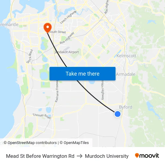 Mead St Before Warrington Rd to Murdoch University map