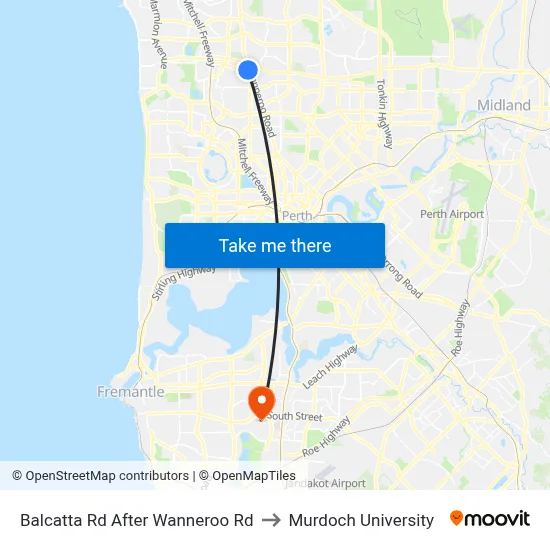 Balcatta Rd After Wanneroo Rd to Murdoch University map