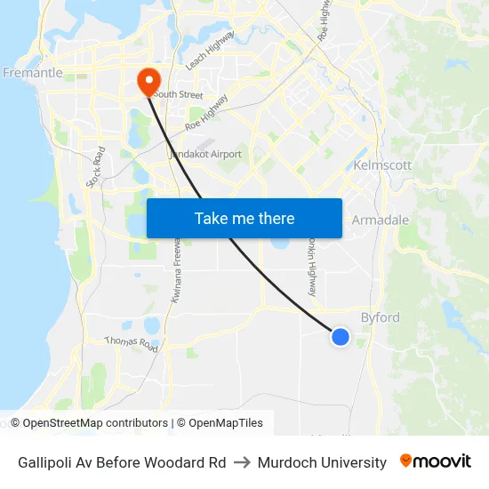 Gallipoli Av Before Woodard Rd to Murdoch University map