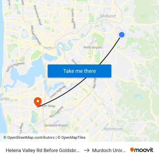 Helena Valley Rd Before Goldsbrough Ent to Murdoch University map