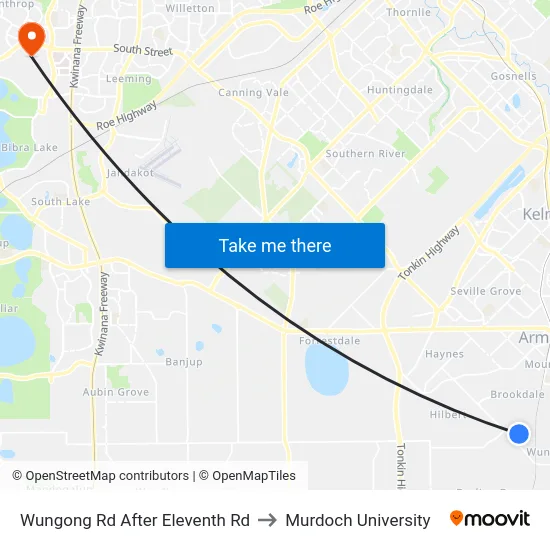 Wungong Rd After Eleventh Rd to Murdoch University map