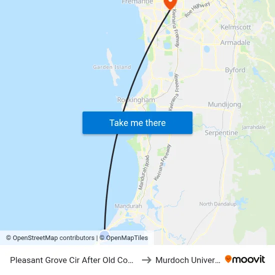 Pleasant Grove Cir After Old Coast Rd to Murdoch University map