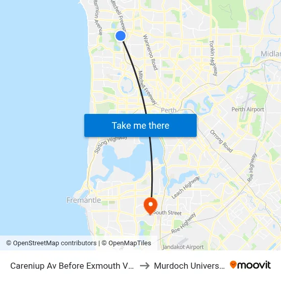 Careniup Av Before  Exmouth Vsta to Murdoch University map